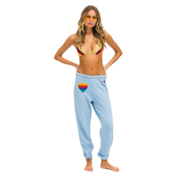 NWOT! Aviator Nation RAINBOW HEART STITCH SWEATPANTS - ICE | Women's Medium - Picture 1 of 7